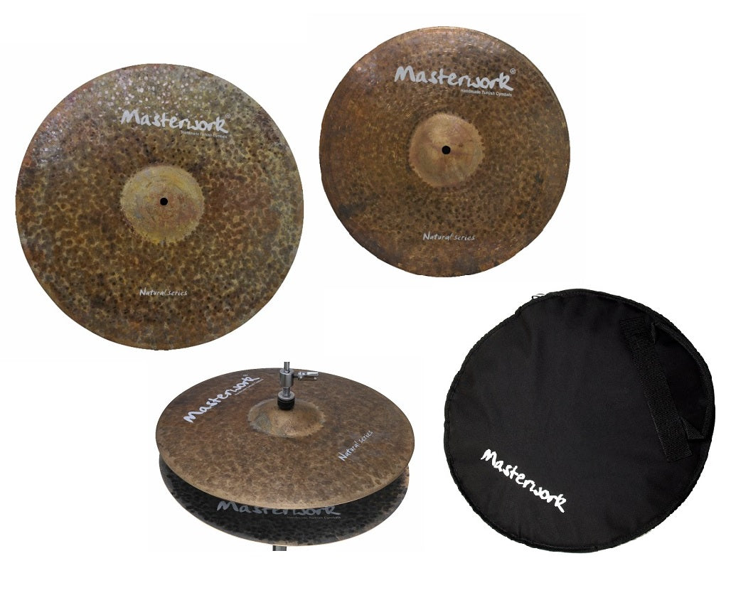 Masterwork Cymbals Natural Cymbal Pack Box Set (14HH-16CRS-20R+Bag)